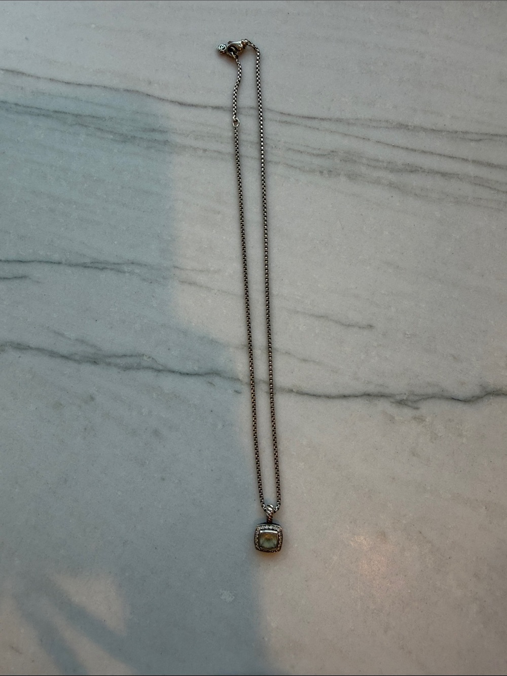 Sterling Silver Green Gemstone Halo Pendant Necklace - Picture 4 of 5